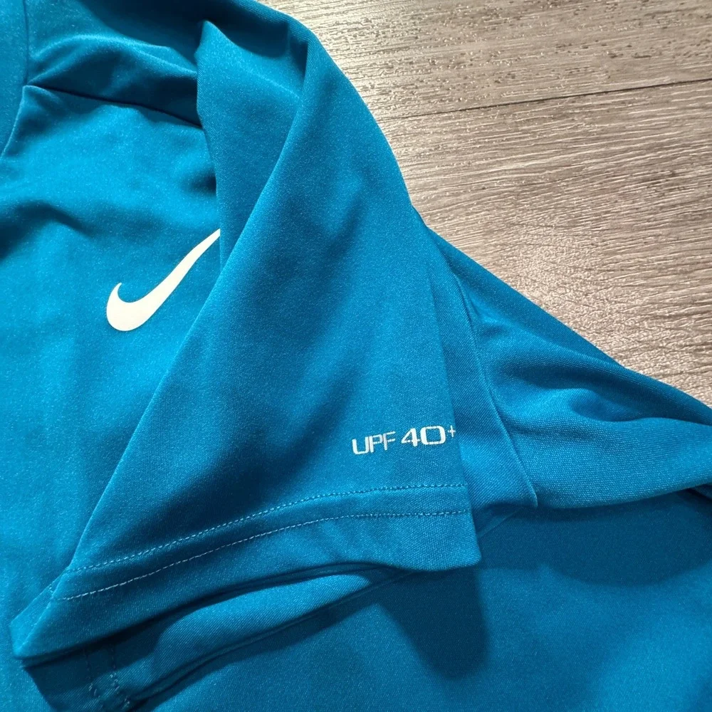 Nike Shirt Adult‎ Large Blue Swim UPF 40 Short Sleeve Performance Tee Surf Adult